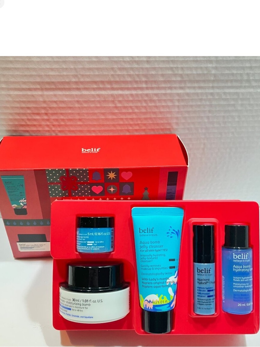 belif moisture Glow Aqua Bomb Hydrating Skincare 5 pc Gift Set - NEW!
